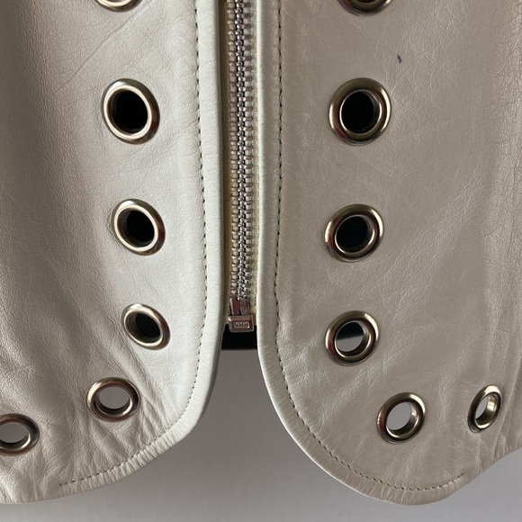 White Leather and silver grommet size medium jacket. Made in Argentina - Picture 3 of 11